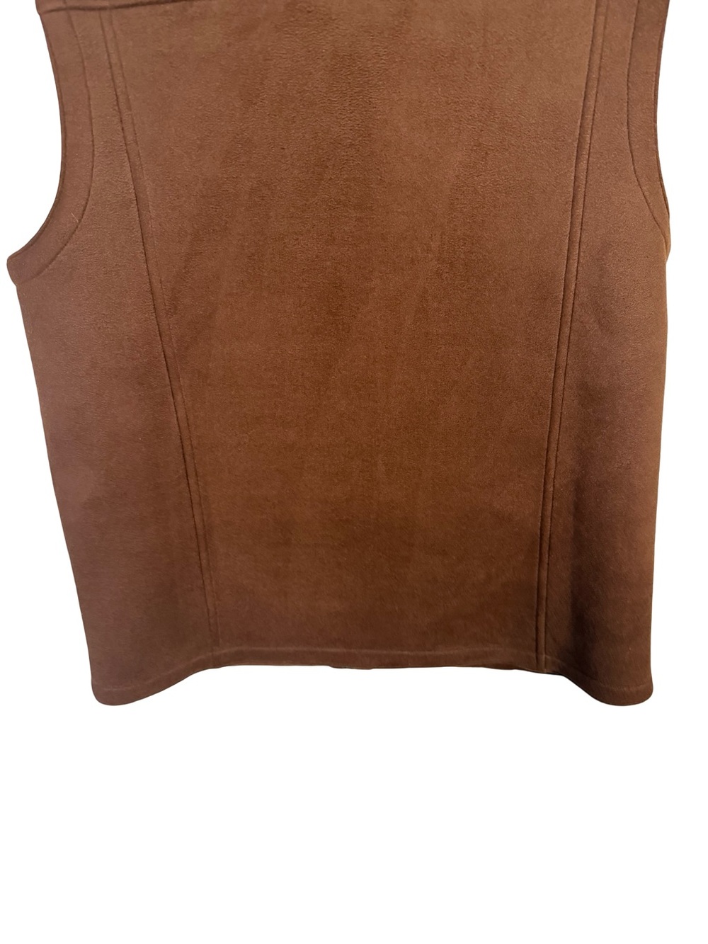 Ralph Lauren Brown Zip-Front Fleece Faux Suede Vest Size S Western Equestrian - Picture 13 of 13